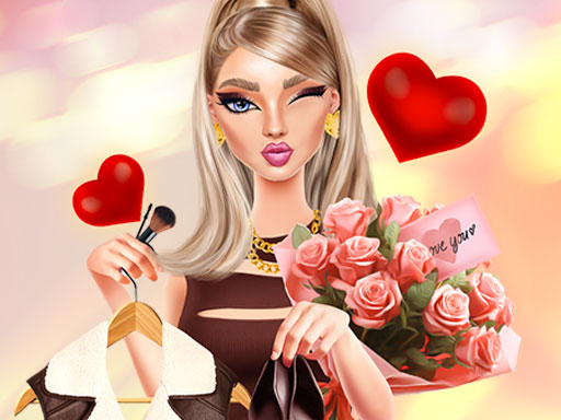 Date Night #GRWM artwork showing Ellie with makeup, roses and a red heart